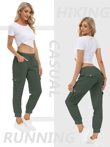 Miniatura 3 de MoFiz Pantalones cargo de senderismo para mujer, ligeros, de secado rápido, para exteriores, casuales, viajes, cintura elástica, bolsillos
