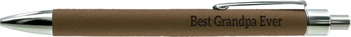 ThisWear Pluma del Día del Padre para el abuelo Best Grandpa Ever Grandpa Pen Grabado Brown Leatherette Ink Pen