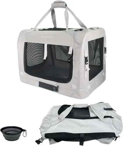 Miniatura 7 de Transportín para gatos extra grande de Petseek con lados blandos, portátil, para perros pequeños, para 2 gatos, 61 cm x 41.9 cm x 40.6 cm, diseño