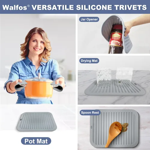 Miniatura 3 de Walfos Salvamanteles de silicona para ollas y sartenes calientes, almohadillas calientes resistentes al calor para encimera de cocina, 4