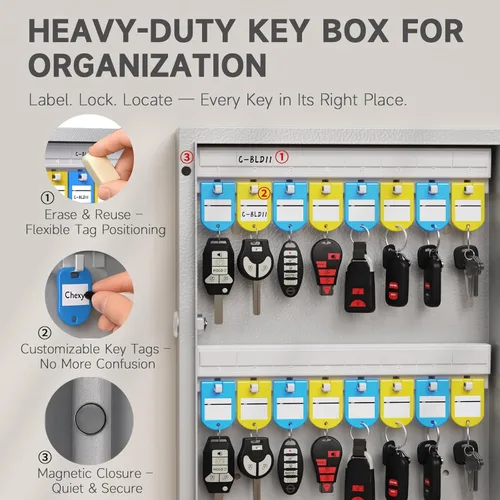 Miniatura 3 de WeHere Caja de bloqueo inteligente de 72 teclas para montaje en pared, gabinete de llaves comercial con aplicación, teclado, Bluetooth y desbloqueo