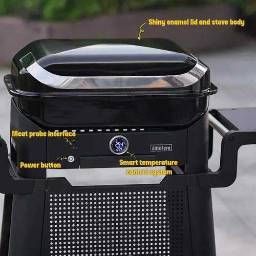 Miniatura 5 de Volteq - Parrilla eléctrica inteligente, 1500 W, 650 °F, barbacoa sin humo para interiores y exteriores, control digital y sonda de carne, todo