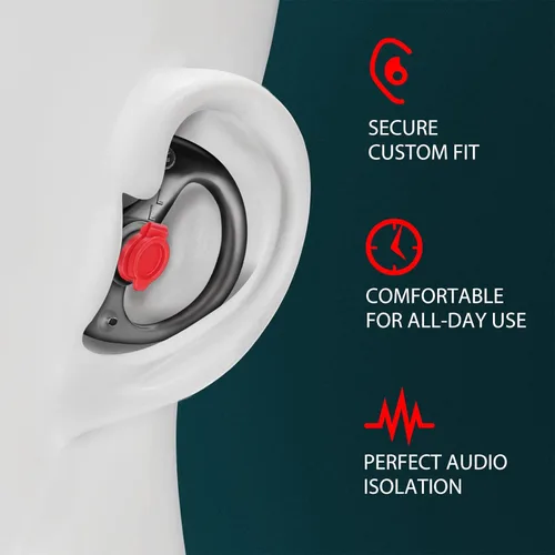Miniatura 4 de Zeadio Auricular de triple brida, cómodo tapón de silicona para oído – grande, par de 4, negro