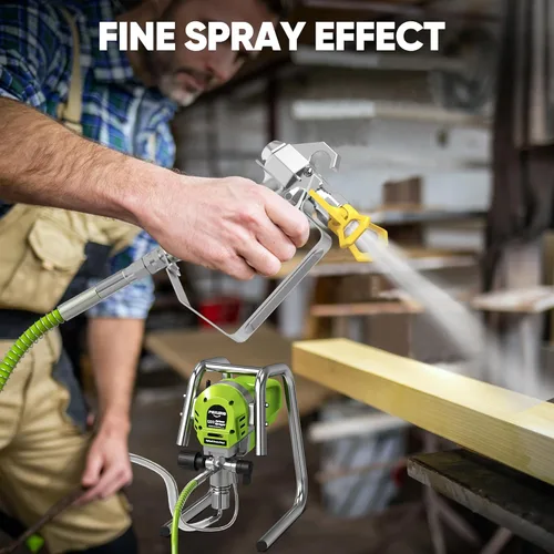 Miniatura 5 de Pulverizador de pintura sin aire de 1200 W, pistola pulverizadora de pintura de alta eficiencia de 3300 PSI, sin adelgazamiento, con varilla