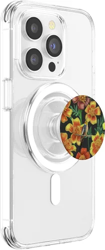 Miniatura 3 de Cockatiel Yellow Orange Marigolds Vintage Plant Pattern PopSockets MagSafe PopGrip for iPhone