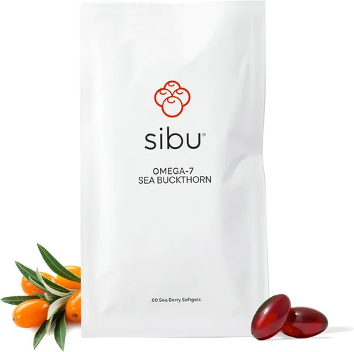 sibu Cápsulas blandas Omega-7, aceite de espino amarillo del Himalaya orgánico prémium (60 unidades, suministro para 30 días) – Suplemento para una