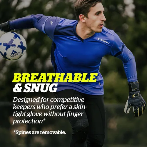 Miniatura 4 de Storelli Silencer Goalkeeper Gloves, with Removable Finger Spines, High-Impact Hand Protection, Soccer Accessories