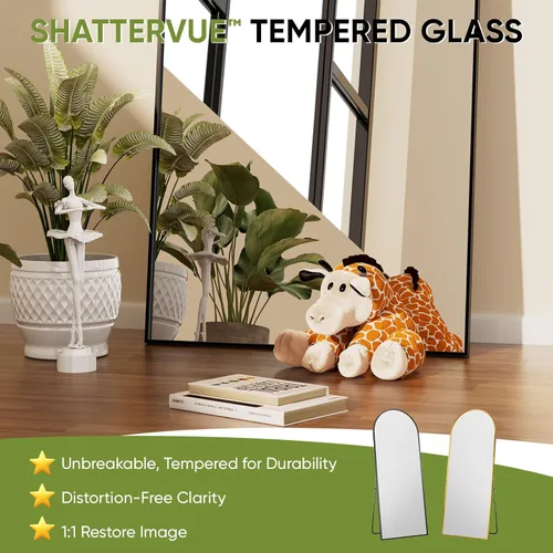 Miniatura 5 de Espejo de Cuerpo Completo 58" L x 18" Espejo de Pie de Cuerpo Completo para Dormitorio, Sala de Estar, Gimnasio, Dormitorio - Resistente a Roturas