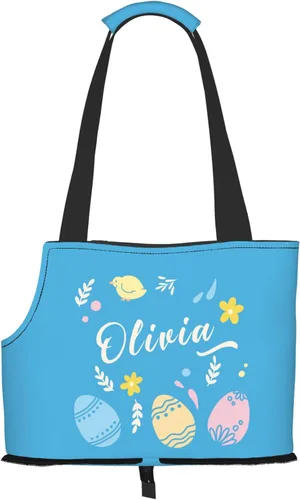 Miniatura 8 de Transportador personalizado para mascotas, diseño de huevos y pollo amarillo de dibujos animados de Pascua, plegable, de lados suaves, bolsa