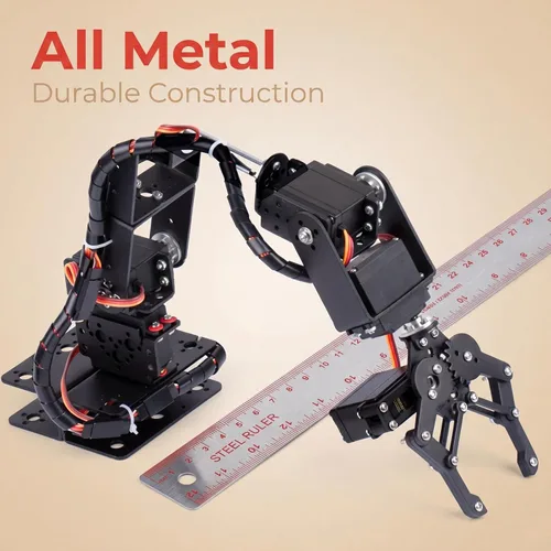 Miniatura 7 de Brazo mecánico, brazo de robot 6DOF, Kit de pinza de brazo mecánico programable de metal completo, robot manipulador de escritorio