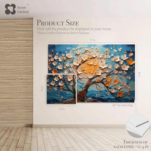 Miniatura 2 de Soon Global Paneles acústicos de pared, paneles acústicos artísticos de 72 x 48 pulgadas, paneles acústicos decorativos, paneles de pared acústicos