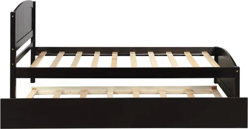 Miniatura 7 de Harper & Bright Designs Base de cama individual con plataforma nido para niños, cama individual con cama nido extraíble de madera maciza