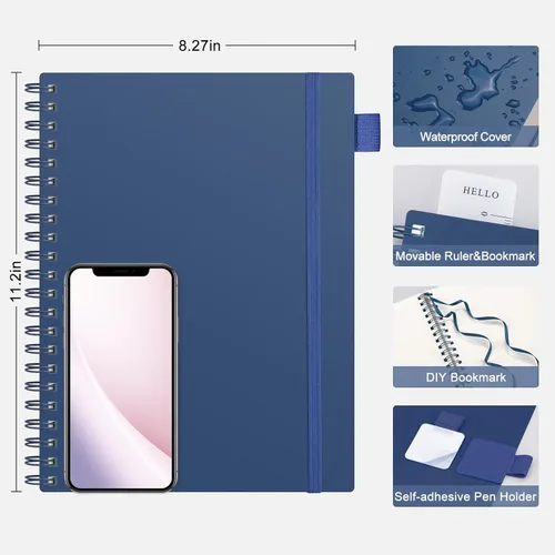 Miniatura 3 de AHGXG Cuaderno de espiral con rayas universitarias - Cuaderno perforado de espiral A4 de 8.5 x 11 pulgadas, 300 páginas perforadas fáciles