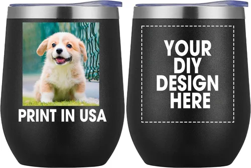 Miniatura 8 de Vaso de vino personalizado con impresión en Estados Unidos, taza de café personalizada de viaje de acero inoxidable con tapa y pajita, taza aislada
