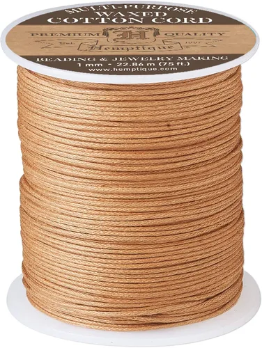 Hemptique Cordón de algodón encerado para artes y manualidades (natural, 0.039 in)