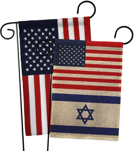 Americana Home & Garden Bandera israelí de Israel de Estados Unidos para exteriores, paquete de pancartas para jardín, pared al aire libre, puerta,
