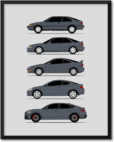 Miniatura 15 de Custom Car Posters Póster hecho a mano compatible con Acura Integra Evolution Generations e impresión de Acura Integra, multicolor, 8 x 10 pulgadas