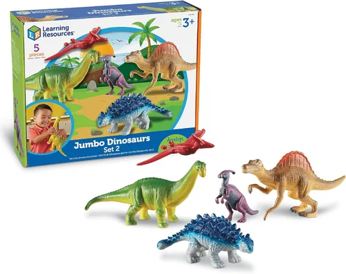 Learning Resources Juego expandido de dinosaurios gigantes, juguetes Montessori para niños pequeños, forma apilable, regalos para niños y niñas,