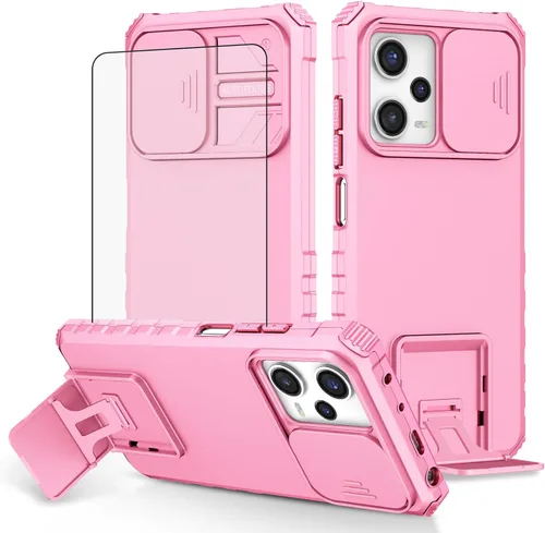 Miniatura 10 de Asuwish Funda de teléfono para Xiaomi Poco X5 Pro/Redmi Note 12 Pro 5G con protector de pantalla de vidrio templado y cubierta de cámara deslizante