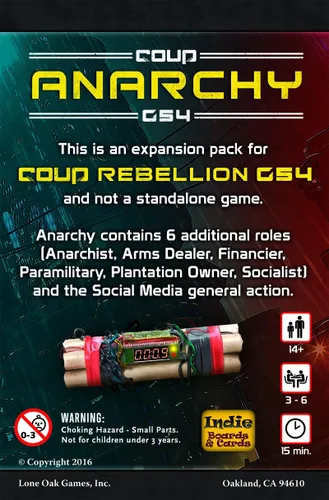 Miniatura 2 de Coup: Rebelión G54 - Expansión de Juego de Cartas de Anarquía – Añade Nuevos Roles y Acciones – 3-6 Jugadores Edades 14+ – Juego de Estrategia