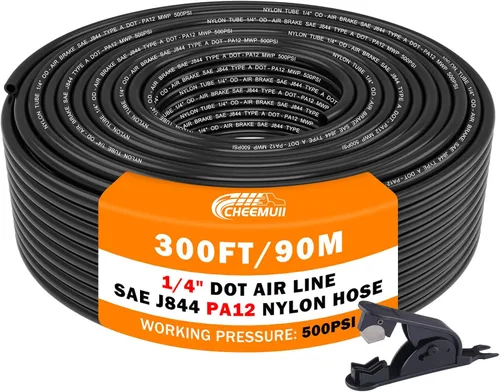 Miniatura 14 de CheeMuii 50 pies 3/8 Tubo Neumático 3/8" PA12 Nylon DOT Línea de Aire SAE J844 Manguera de Aire DOT 15.3 Metros 3/8 Pulgadas OD Tubo de Aire Negro