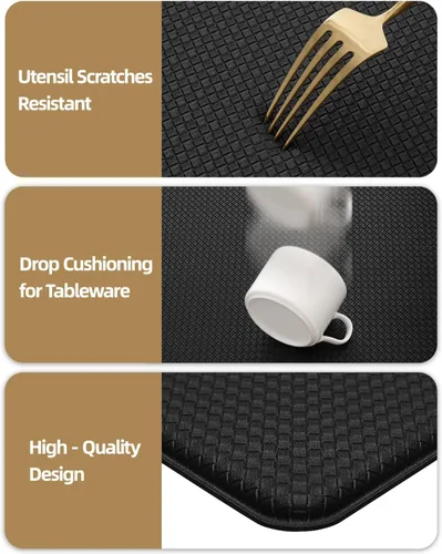 Miniatura 3 de Color&Geometry - Alfombras de cocina antideslizantes e impermeables Alfombra de cocina acolchada Alfombra antifatiga para pararse de 30 x 18 Negro