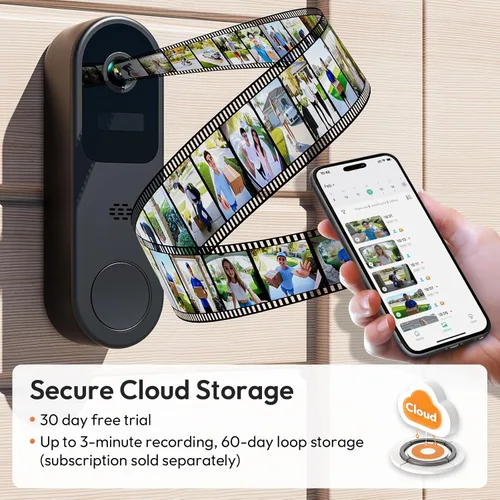 Miniatura 6 de Cámara de timbre de puerta de 2K HD con batería, inalámbrica con timbre de anillo, timbre de video inteligente con comunicación bidireccional