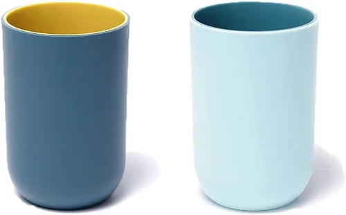 Miniatura 9 de Juego de 2 vasos irrompibles reutilizables para cepillos de dientes, vasos de plástico para cepillos de dientes, 10.1 fl oz/10.5 onzas, aptos