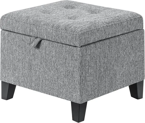 Miniatura 12 de Adeco Otomán Cubo de Piel Sintética Blanca de 18 Pulgadas de Alto con Almacenamiento, Taburetes Reposapiés de Silla de Terciopelo en Relieve 3D