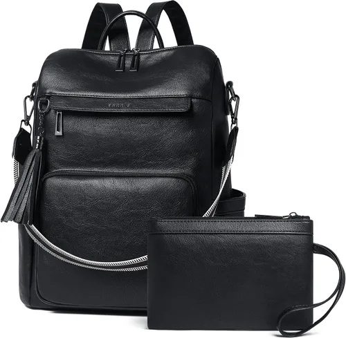 Miniatura 15 de Shrrie - Mochila vegana de cuero para laptop de 14 pulgadas para mujer, mochila de trabajo, mochila de moda, mochila de viaje, bolso para negocios