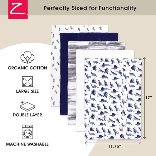 Miniatura 2 de Zutano Paquete de 5 paños orgánicos para eructos para bebé niña y niño, paños grandes de algodón para bebés Trapos absorbentes para bebés Ropa