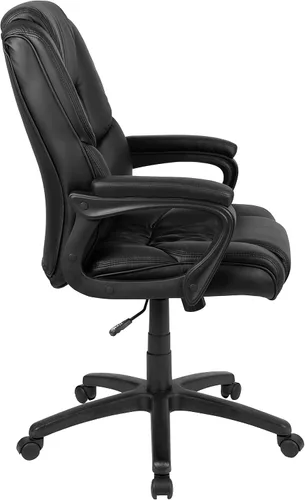Miniatura 13 de Flash Furniture Fundamentals - Silla giratoria grande y alta de LeatherSoft para oficina y juegos, silla de oficina ergonómica con reposabrazos Negro