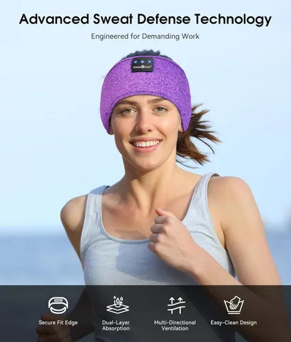 Miniatura 7 de MUSICOZY - Diadema para dormir con auriculares Bluetooth 5.4, audífonos inalámbricos con máscara para los ojos, orejeras HD para entrenamiento