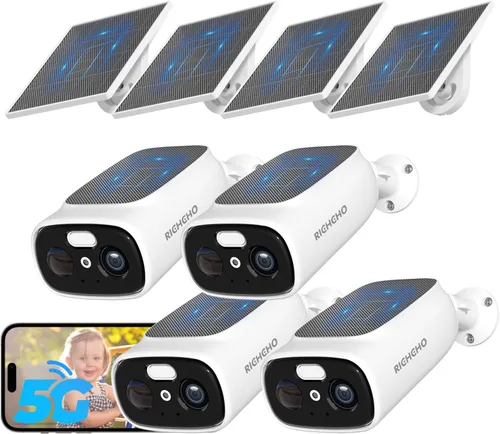 4 cámaras WiFi 2.4G/5G para seguridad en el hogar con paneles solares dobles, cámaras de seguridad solar 2K inalámbricas para exteriores, visión