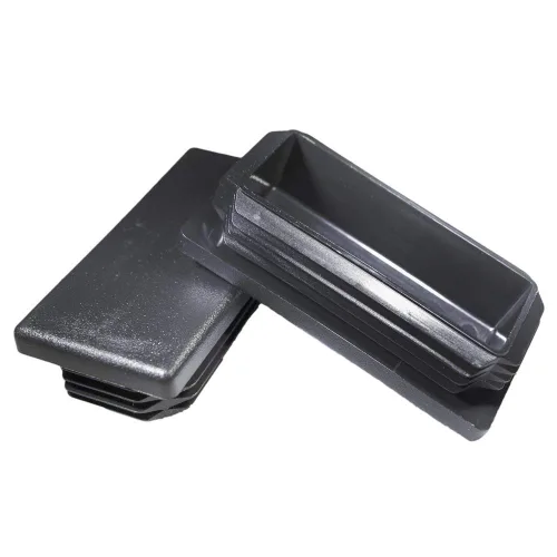 Miniatura 14 de Prescott Plastics Tapas de plástico acanaladas de 3/4 x 1 1/2 pulgadas, tapas rectangulares de tubo de metal negro, fuertes inserciones de patas