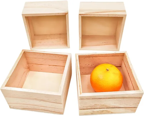 Miniatura 14 de Anktily Paquete de 4 Cajas Organizadoras de Almacenamiento de Manualidades de Madera Sin Terminar, Caja de Madera Rectangular de 6 x 4 x 2.4