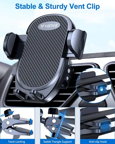 Miniatura 3 de vanva Soporte universal para ventilación de aire, compatible con teléfonos grandes y funda gruesa: soporte para teléfono celular para automóvil