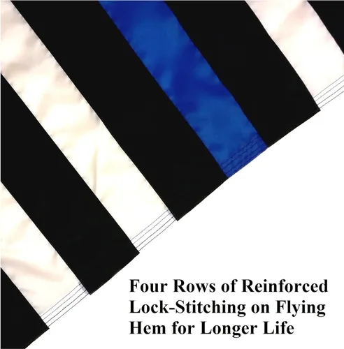 Miniatura 3 de US Flag Factory Bandera estadounidense de línea azul delgada de 3 x 5 pies (estrellas bordadas, rayas cosidas) para oficiales de policía, bandera
