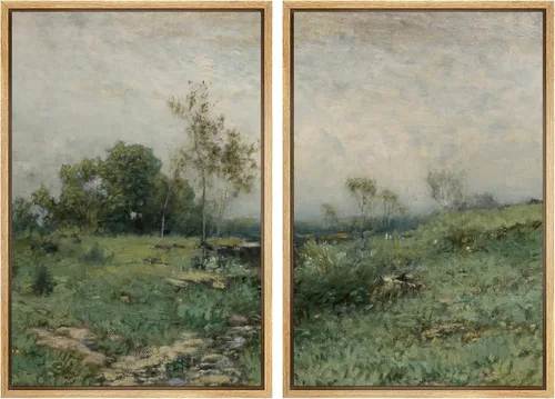 Miniatura 139 de MUDECOR Lienzo enmarcado para pared, bosque brumoso, reflejos, paisaje tranquilo, ilustraciones modernas, arte decorativo, bohemio, tranquilo/zen