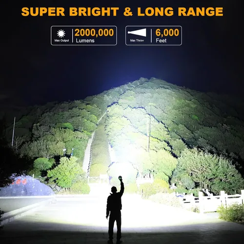 Miniatura 2 de Foco Recargable, 99000 Lúmenes Linterna LED Súper Brillante con Luz COB, 10000mAh Luces de Foco, Linterna de Mano para Caza Navegación Exterior