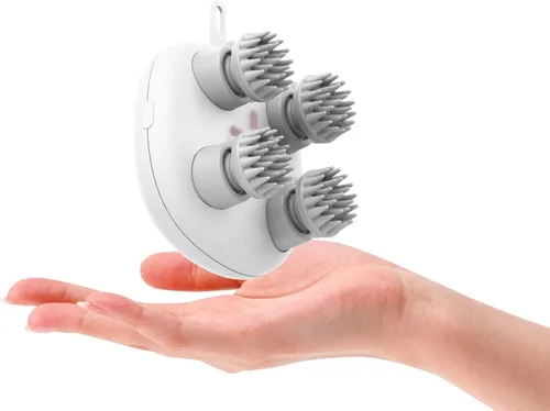 Miniatura 4 de Masajeador eléctrico para cuero cabelludo, rascador de cabeza imita masaje de amasado de cuatro dedos, recargable e impermeable, masajeador de Blanco