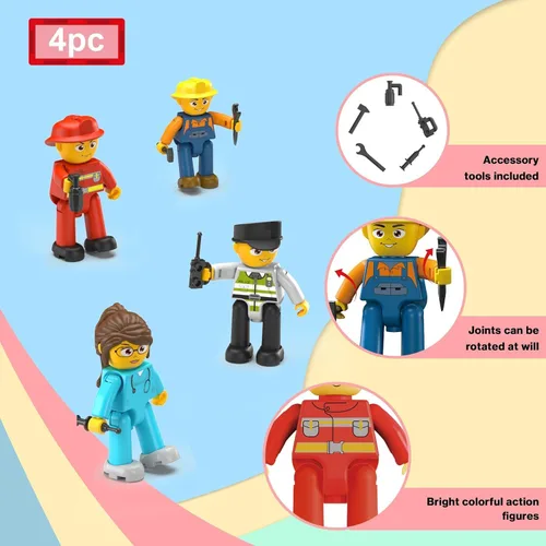Miniatura 5 de Picasso Toys - Figuras de acción magnéticas de personajes de 4 piezas de astronauta para bloques de construcción, juego de juguetes para niños