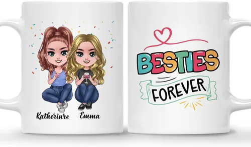 Miniatura 14 de Gossby Taza de café personalizada de la amistad, regalo personalizado Besites para mujeres con diseño de muñeca, nombre, cita – cumpleaños, Navidad