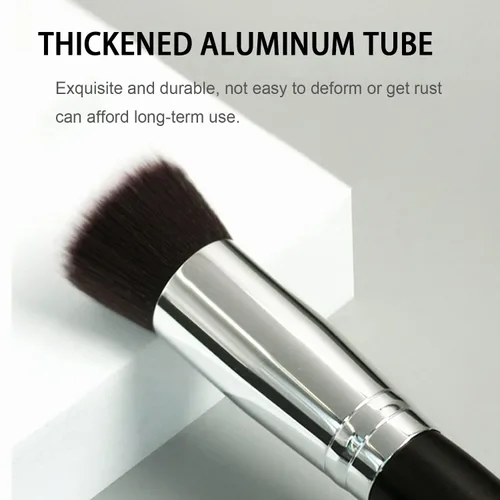 Miniatura 5 de Brocha de base plana Kabuki, herramienta cosmética suave de alta calidad, color negro