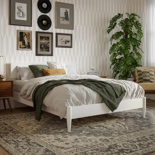 Miniatura 22 de AFI, Aria - Cama de plataforma moderna de perfil bajo de madera maciza, tamaño individual, color caramelo claro