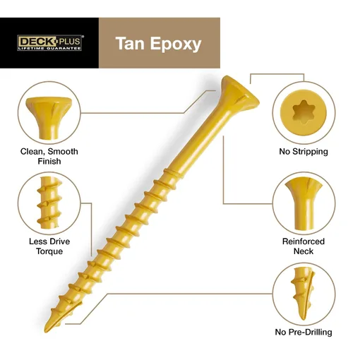 Miniatura 2 de Deck Plus Tornillos para Madera Exterior y Cercas con Revestimiento Epoxi de 3-1/2 Pulgadas #10 x 3-1/2" Torx/Star Drive Incluido Rosca Gruesa