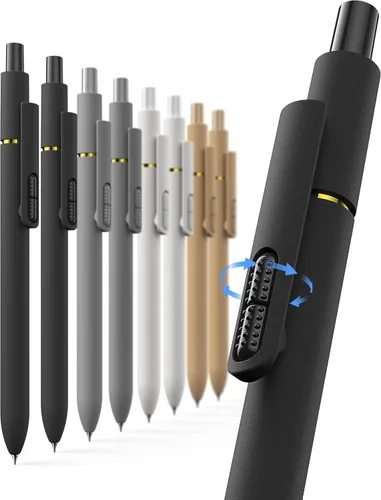 Miniatura 16 de Hiacry 8 bolígrafos de gel de punta fina de 0.028 pulgadas, tinta negra, escritura suave, secado rápido, larga duración, suministros escolares