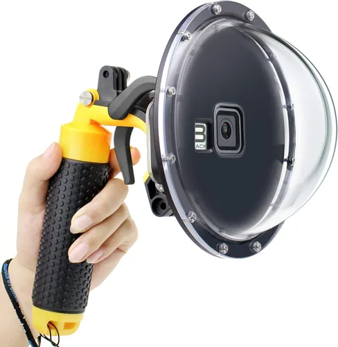 GEPULY - Puerto domo para GoPro Hero 8 Black, lente de puerto domo con carcasa impermeable, disparador de obturador, agarre de mano flotante para
