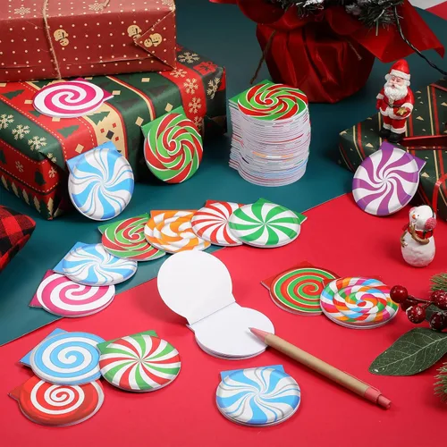 Miniatura 4 de Zhanmai 48 piezas de mini cuadernos navideños pequeños, libretas de caramelo diminutas, pequeños cuadernos navideños, cuadernos de bolsillo