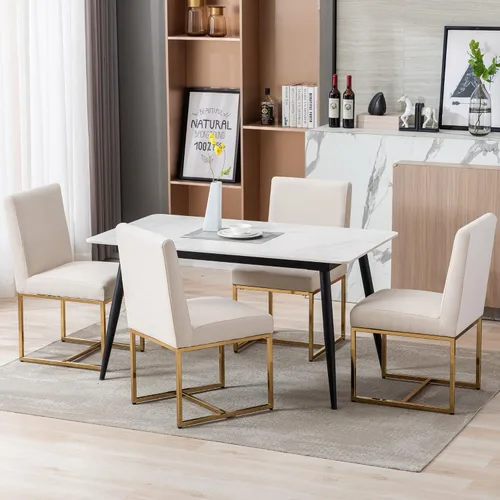 Miniatura 7 de BESTANO Sillas De Comedor - Juego de 2 sillas de comedor modernas negras tapizadas de piel sintética para cocina y comedor con marco de metal negro